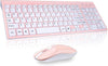 Wireless Keyboard and Mouse Combo, Compact Full Size Wireless Keyboard and Mouse Set 2.4G Ultra-Thin Sleek Design for Windows, Computer, Desktop, PC, Notebook, Laptop - Pink