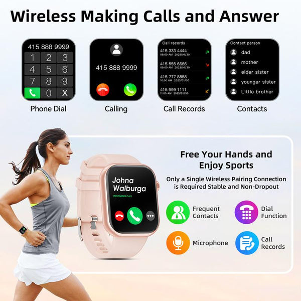 Fashionable Silicone Smart Watch 1.83''Touch Screen,Fitness Watch with Answer/Make Calls/100+ Sports , IP67 Waterproof for Android Ios Devices Multifunctional Watch