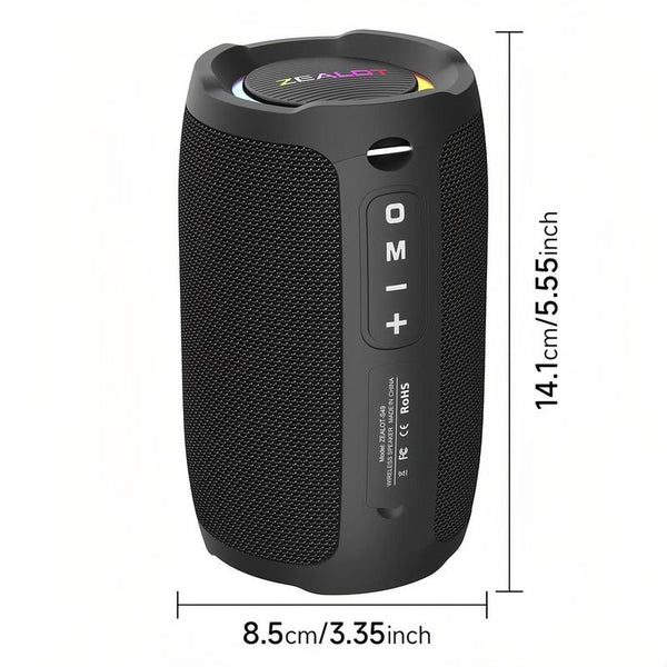 Portable Wireless Speaker, 10W Outdoor Speaker, Rechargeable Bluetooth-Compatible Speaker with LED Light, Stereo Sound Speaker for Home, Car, Outdoor