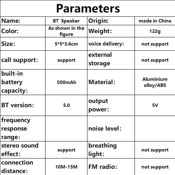 Portable Wireless Speaker, Shocking Bass Square Mini Speaker, USB Rechargeable Portable Speaker for Home, Outdoor, Car Use