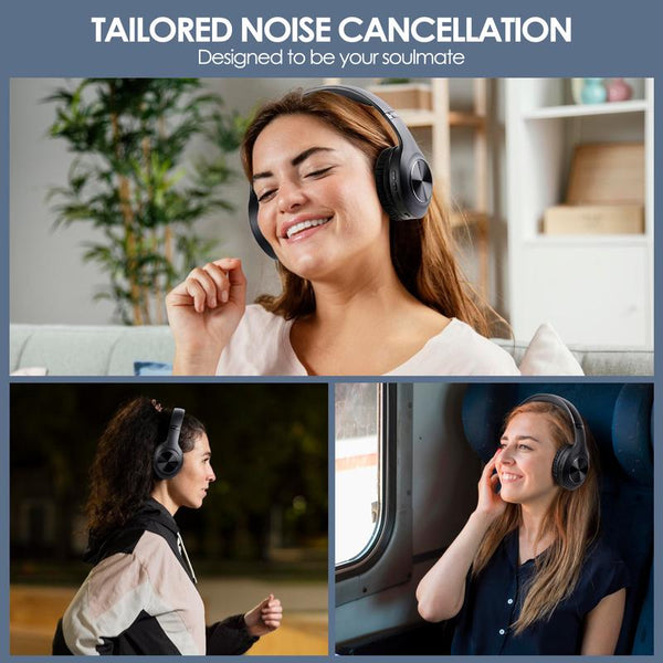 Siindoo Active Noise Cancelling Headphones,60H Playtime ANC Wireless Bluetooth Headphones with Mic, Deep Bass Foldable Headphones Noise Cancellation