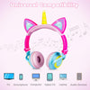 Joyx Unicorn Pink Kids Headphones for Girls Foldable Cat Ear Unicorn Headphones Flashing LED Lights for PC & Laptop