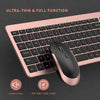 Rechargeable Wireless Keyboard Mouse Combo Full Size Cordless Keyboard & Mouse Sets with Build-In Lithium Battery Ultra Thin Quiet Keyboard Mice (Rose Gold & Black)