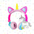 Joyx Unicorn Pink Kids Headphones for Girls Foldable Cat Ear Unicorn Headphones Flashing LED Lights for PC & Laptop