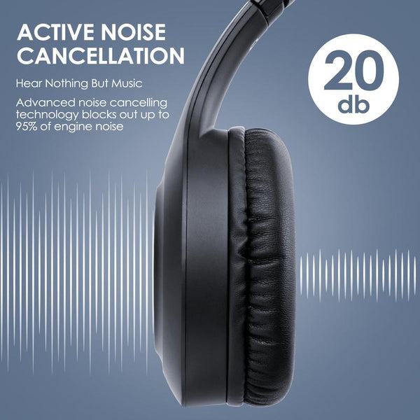 Siindoo Active Noise Cancelling Headphones,60H Playtime ANC Wireless Bluetooth Headphones with Mic, Deep Bass Foldable Headphones Noise Cancellation