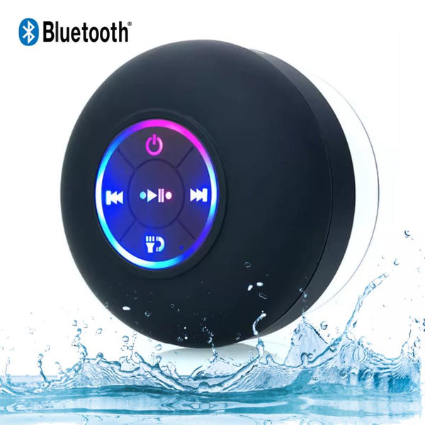 Mini Portable Wireless Speaker, Rechargeable Waterproof Speaker with LED Light, Portable Bluetooth-Compatible Speaker for Beach, Shower & Home