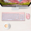 Wireless Keyboard and Mouse Combo, Compact Full Size Wireless Keyboard and Mouse Set 2.4G Ultra-Thin Sleek Design for Windows, Computer, Desktop, PC, Notebook, Laptop - Pink