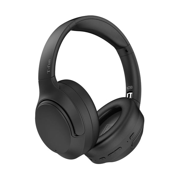 T-Fun NC50 Hybrid Active Noise Cancelling Wireless Bluetooth 5.3 Headphones with Built-In Micro for Android & Iphones,Low Latency Gaming,Be Aware of Safety Mode, Custom EQ