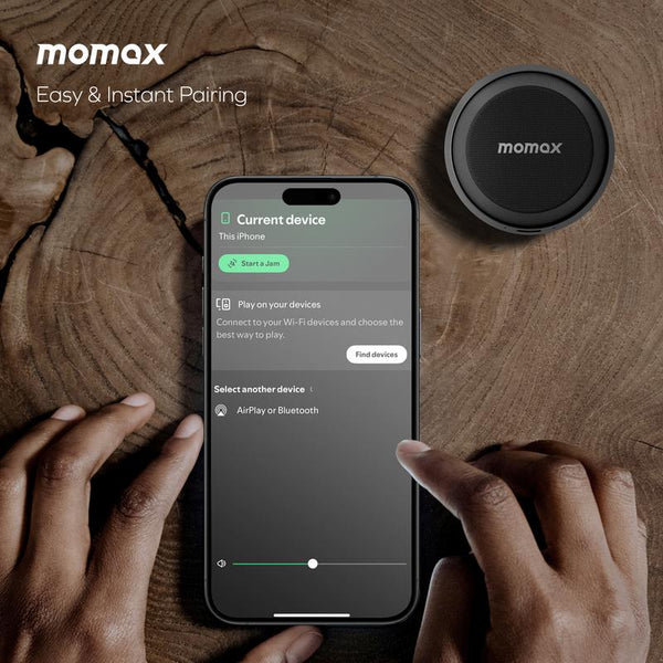 MOMAX Magnetic Portable Wireless Speaker Portable Wireless Speaker, TWS Stereo Sync Phone Holder 360° Surround Sound Audio Smartphone Speaker Phone Mini Bluetooth Waterproof Shower Speaker