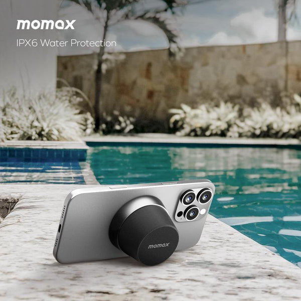 MOMAX Magnetic Portable Wireless Speaker Portable Wireless Speaker, TWS Stereo Sync Phone Holder 360° Surround Sound Audio Smartphone Speaker Phone Mini Bluetooth Waterproof Shower Speaker