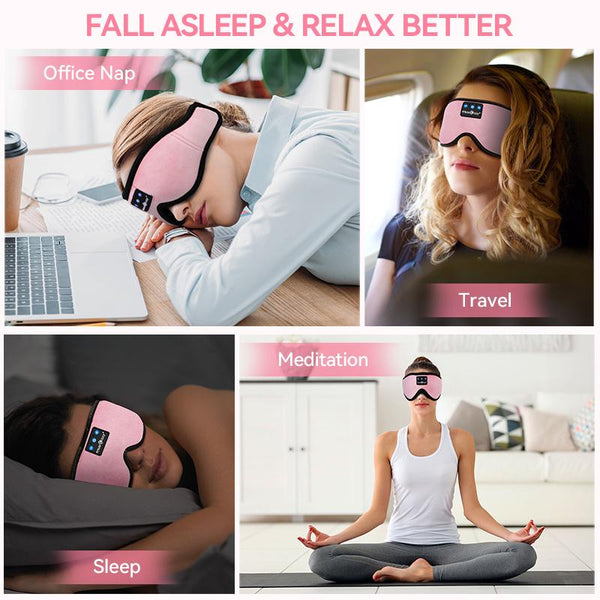 Bluetooth Sleep Mask with HD Stereo Sound, Wireless Sleep Headphones for Side Sleepers, Music Headband Eye Mask for Sleeping, Relaxation, Travel, Yoga, Cool Gadgets for Women Mom Girls