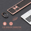 Rechargeable Wireless Keyboard Mouse Combo Full Size Cordless Keyboard & Mouse Sets with Build-In Lithium Battery Ultra Thin Quiet Keyboard Mice (Rose Gold & Black)