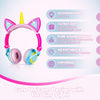 Joyx Unicorn Pink Kids Headphones for Girls Foldable Cat Ear Unicorn Headphones Flashing LED Lights for PC & Laptop