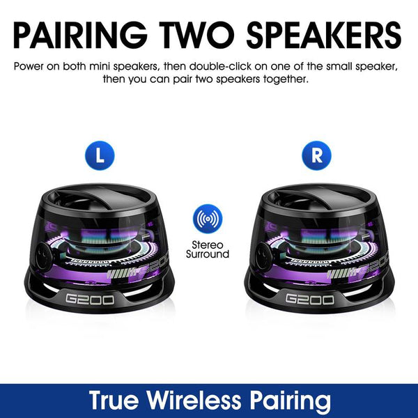 G200 Portable Wireless Speaker, Rechargeable Magnetic Mini Speaker with Atmosphere Light, Wireless Bluetooth-Compatible Speaker for Home & Outdoor